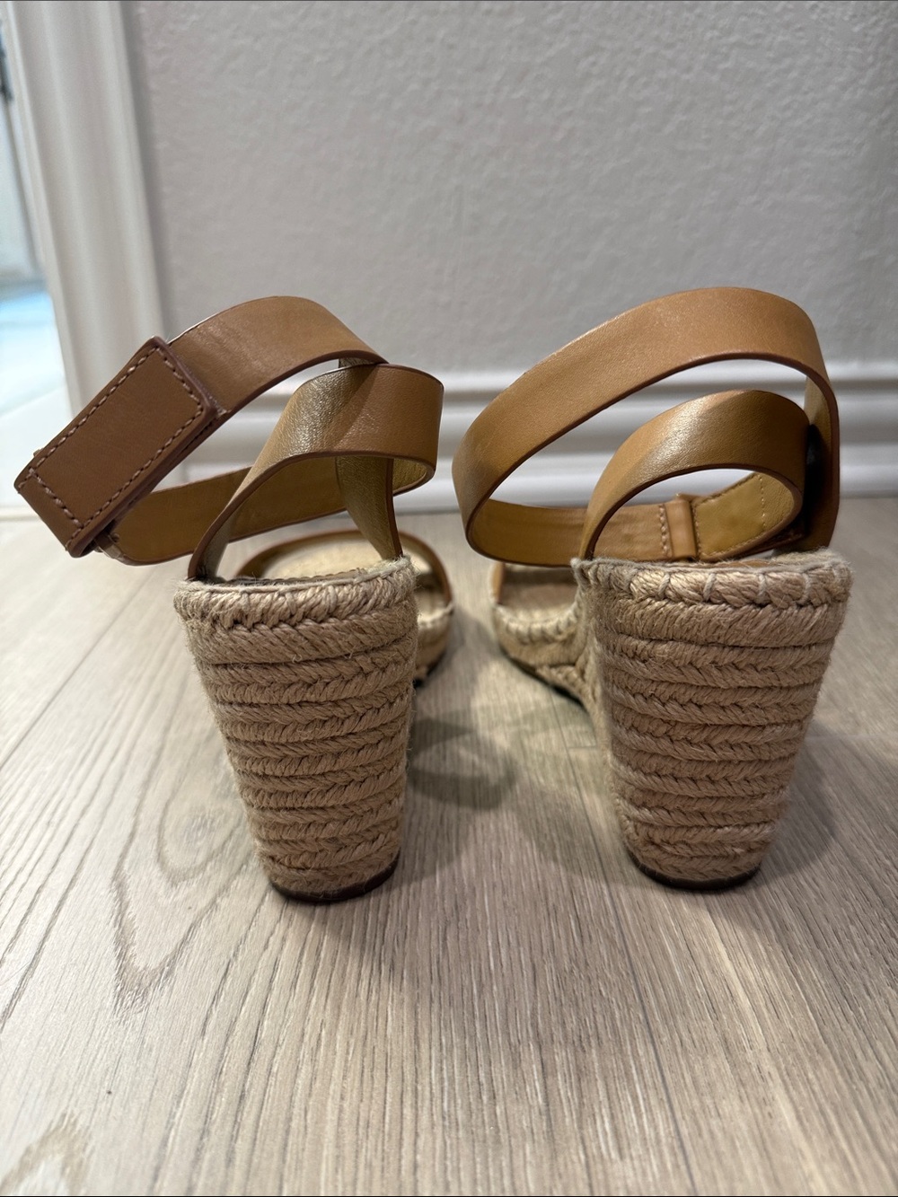 Tory Burch Chestnut Leather Espadrille Ankle-Strap Wedges - Picture 3 of 5